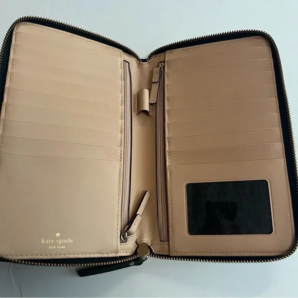 Kate spade Large zip Morgan around wallet passport holder travel clutch Black - Picture 4 of 12